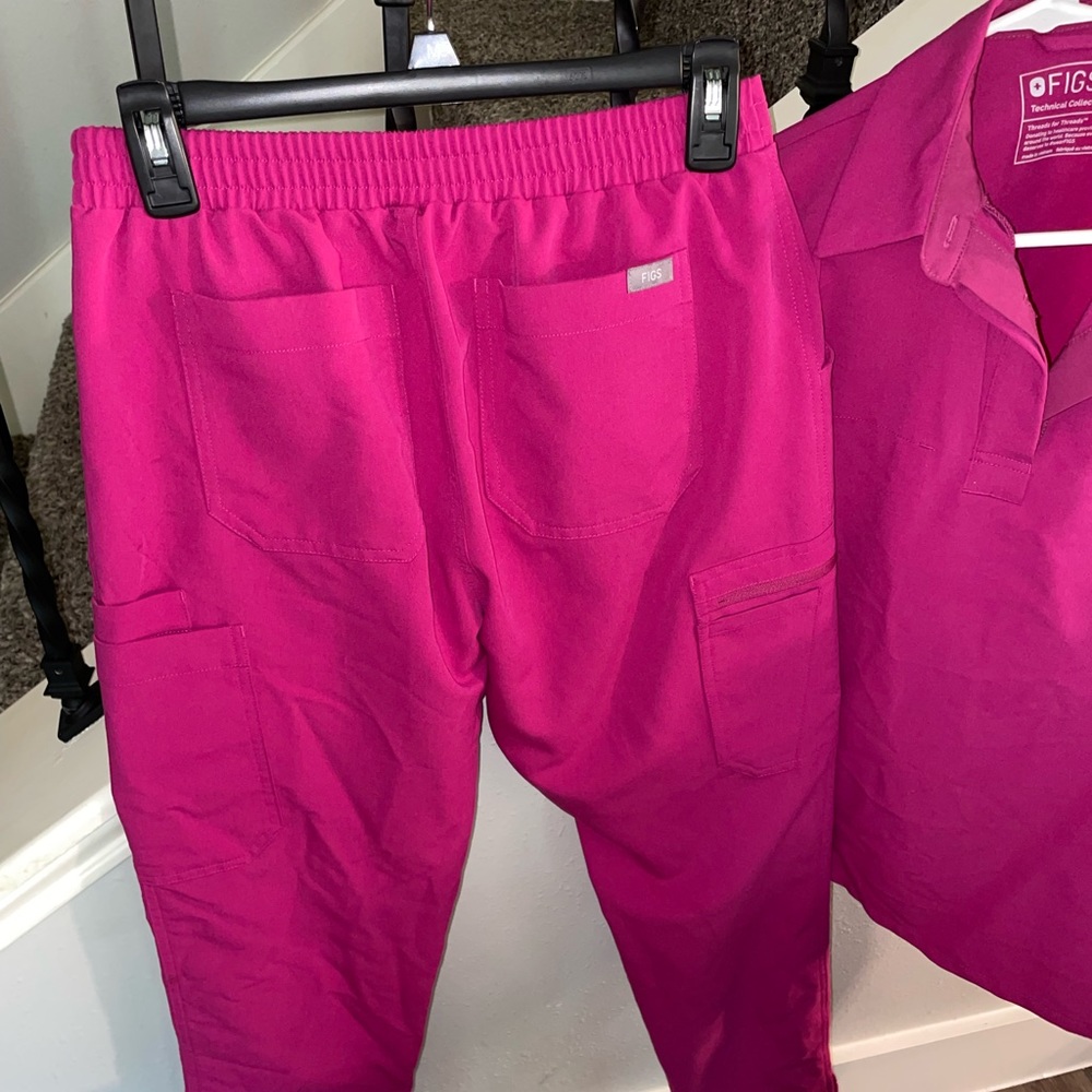 Raspberry Sorbet Polo top /Yola skinny scrub pant